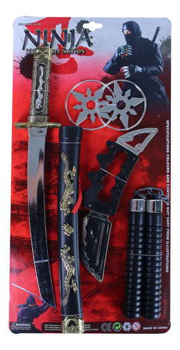 Set Ninja Katana Nunchaku Shuriken Completo X6 Pzs Juguete