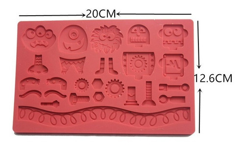 Molde Silicon Tapete Tornillos Robots Y Monstruos Fondant
