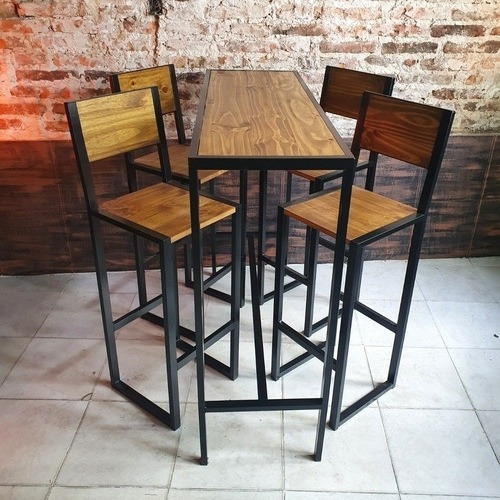 Imagen 5 de 6 de Mesa Barra Desayunador 120x40 + 4 Taburetes Linea Cubo