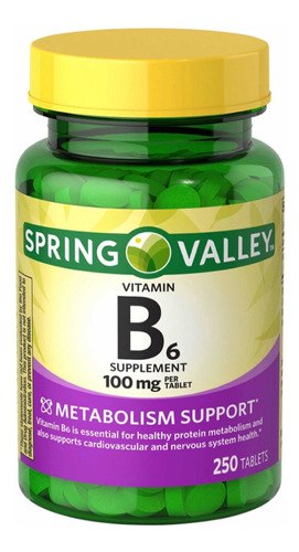 Vitamina B6 100 Mg 250 Tablets Spring Valley