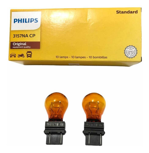 Caja 10x Focos Halógeno 12v Philips Original 3157na Cp Ámbar