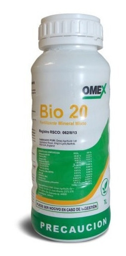 Imagen 1 de 1 de Omex Bio 20 1 Litro Fertilizante Triple 20 Con Algas Marinas