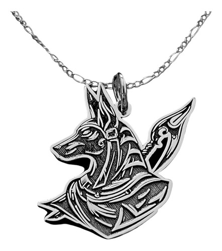 Dije Y Cadena Dios Anubis Plata 925 Envío Gratis Plateado