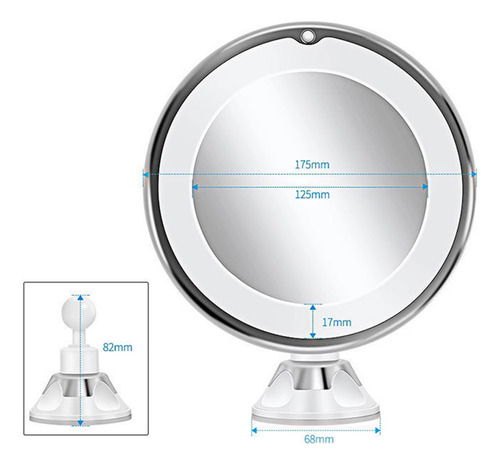 Espejo De Maquillaje Led Con Aumento De 10x Con 18 Led Y Suc