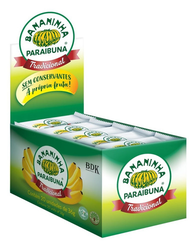 Paraibuna Bananinha Tradicional C/ Açúcar 36g Dp 20 Unidades