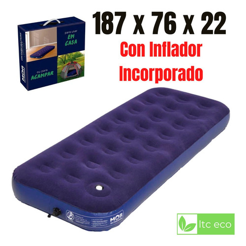 Colchón Inflable 1 Plaza Mor Con Inflador Camping Colchones