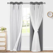 Comprar 2 Cortinas Opacas Dobles Doble Capa Ventana Termicas Gruesas