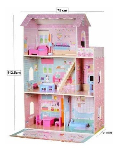 Casa De Muñecas De Madera Brittany Mansión Casa Barbie Color Blanco