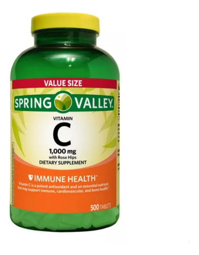 Vitamina C 1000mg + Rose Hip Spring Valley 500 Tabletas Usa