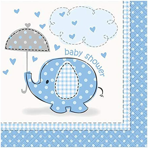Azul Elefante Boy Baby Shower Servilletas De Cóctel 16 Ct