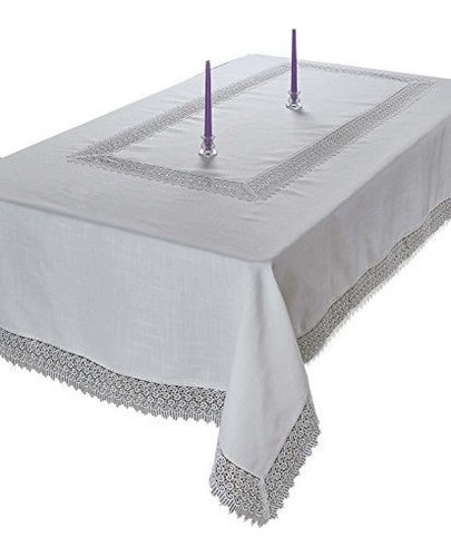 Violet Linen Treasure Macrame Mantel De Encaje 72 X 162 Blan