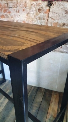 Imagen 2 de 6 de Barra Desayunador Industrial Hierro Madera 60/20 Isla 120x60