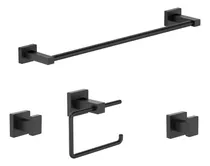 Comprar Set Accesorios De Baño Jazak \u002F Ducha \u002F 4 Piezas \u002F Barral 59 Cm \u002F Porta Rollo \u002F Gancho Toallero X 2 \u002F Acero Inoxidable \u002F Incluye Kit De Instalación \u002F Color Negro Mate
