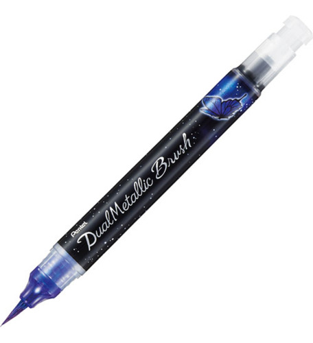 Caneta Marcador Dualmetallic Brush Violeta + Azul - Pentel