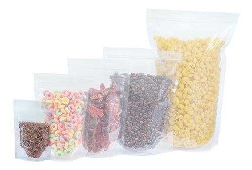 Imagen 2 de 6 de 100 Bolsas Stand Up Pouch Con Cierre Transparente De 50 Grs