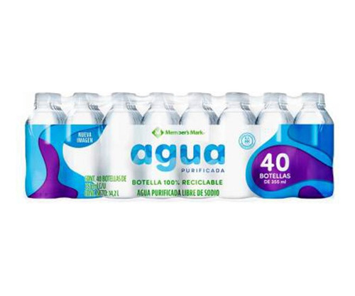 Agua Purificada 355ml Member's Mark Paquete 40 Botellas