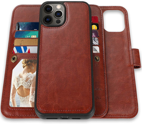 Funda Para iPhone 13 Pro Max - Marron Con Tarjetero