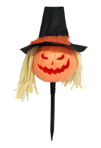 Calabaza Espantapajaros Con Sombrero Con Luz Led Halloween