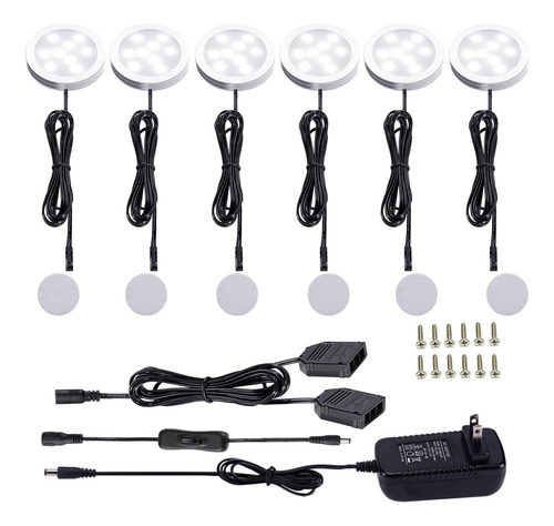 Kit Luces Led 12v Cocina, 6 Lámparas Disco Aluminio.