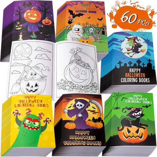 60 Libros De Colorear De Halloween Para Nios, Regalos De Fie