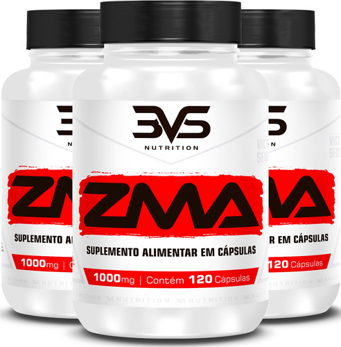 3VS Premium Precursor Testo 3 Unidades Do Zma 1000mg Ultra Concentrado Fórmula Exclusiva  120 Cápsulas