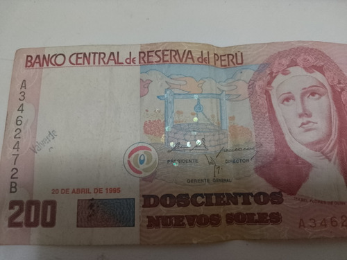 Billete De Santa Rosa De Lima De 200 Soles Del Año 1995