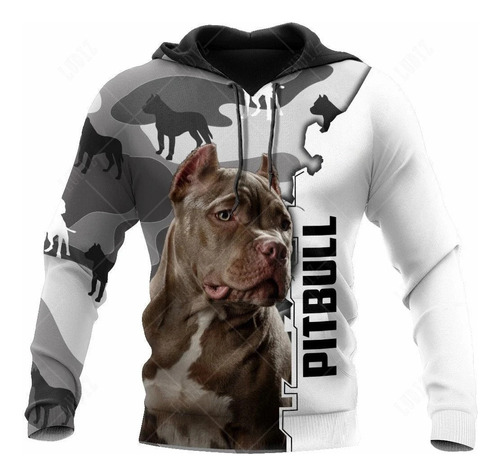 Sudadera De Manga Larga Con Estampado 3d De Perro Pitbull