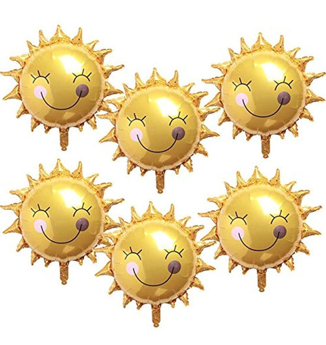 Globos De Helio De 26 Pulgadas Con Diseño De Sol Y Sonrisa