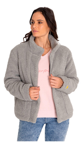 Polar Mujer Insulated Full Zip Teddy Gris Cat