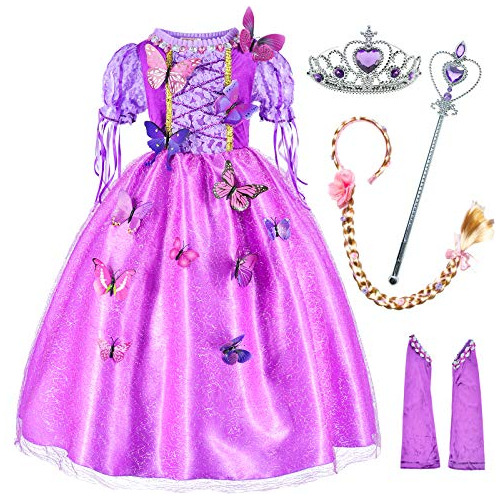 Disfraz De Princesa Para Niñas, Vestido De Fiesta Con Trenza