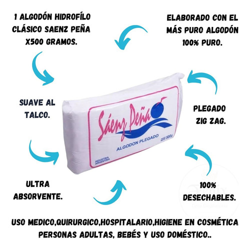 Algodón Clásico Extra Suave 500g Saenz Peña Premium 1 Unidad
