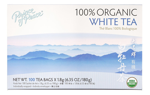 100 Unidades De Té Blanco Orgánico 6.35 Onzas Prince Of