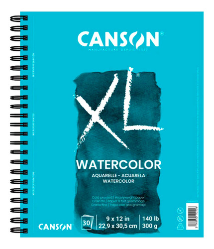 Libreta Canson Xl Watercolor 9x12 In 140 Lb 300g