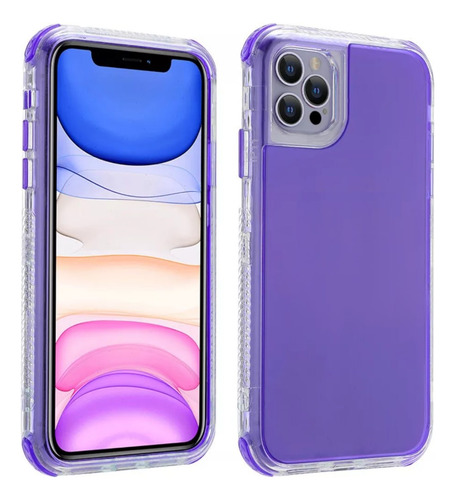 Case Tpu Proteccion Total 360 Compatible Para Iphone Morado 360 Iphone 12/12 Pro