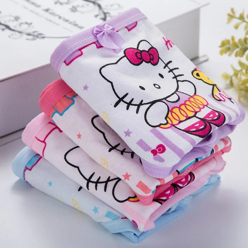 Bragas Hello Kitty Para Niñas, 4 Unidades/lote, 100% Algodón