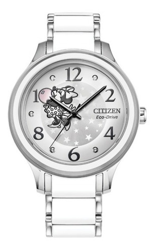 Citizen Disney Minnie Bubble Gum Fe7079-58w Color de la correa Plata y Blanco Color del bisel Plata Color del fondo Plata