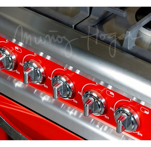 Cocina A Gas Usman Red Wine Rojo 55cm Reja De Fundición