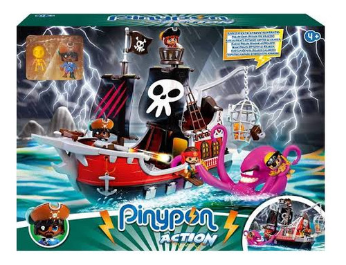  Set Pinypon Action Barco Pirata Ataque Del Kraken 