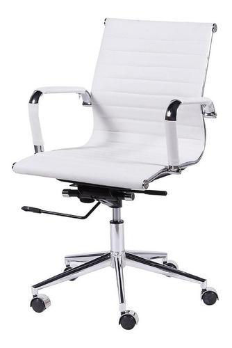 Imagen 1 de 2 de Silla de escritorio Or Design 3301 baja  blanca con tapizado de cuero sintético