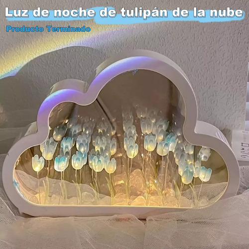 Luz Nocturna Con Espejo De Tulipán De Nube Para Dormitorio Z Color de la estructura Púrpura