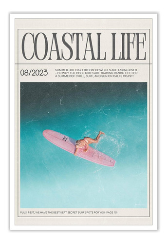 Dvbocs Coastal Cowgirl Beach Canvas Wall Art Magazine Cover 
