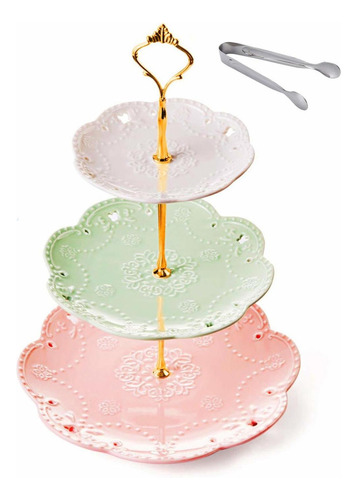 Jusalpha 3-tier Porcelana China Pastel Soporte Para Postr