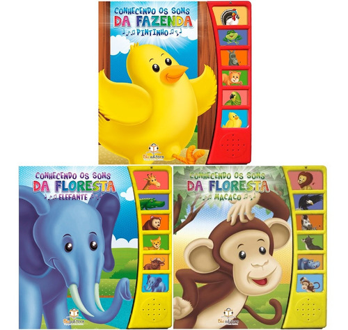 Livros Conhecendo Os Sons: Elefante + Macaco + Pintinho