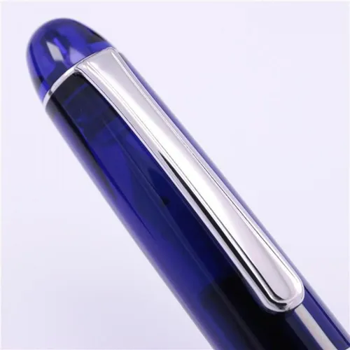 Pluma estilográfica Platinum Century 3776 Chartres Blue, tinta de 14 quilates, color azul negro, exterior azul