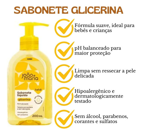 Sabonete Líquido João E Maria Bebe Glicerina 200ml Infantil