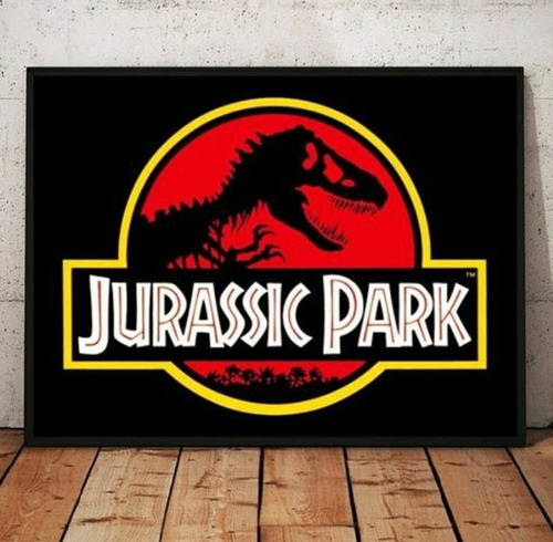 Cuadro Jurassic Park Logo Horizontal Marco Con Vidrio 35x50