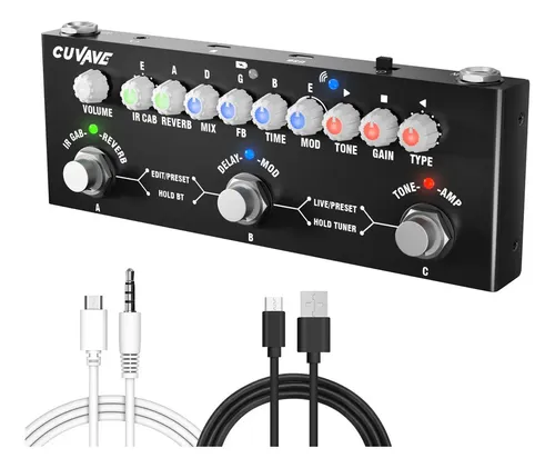 Pedal de Efeito M-Vave Cube Baby Preto Multifuncional Guitarra El...