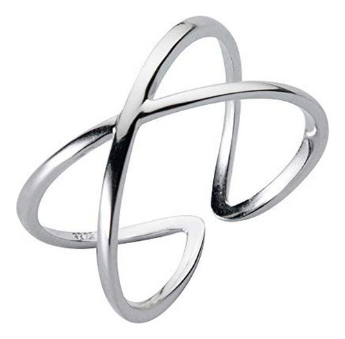 Anillos - 925 Sterling Silver Criss Cross X Open Ring Polish