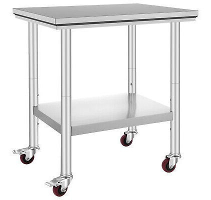 Vevor Rolling Stainless Steel Work Table 30 X24 W/ Cast Gff
