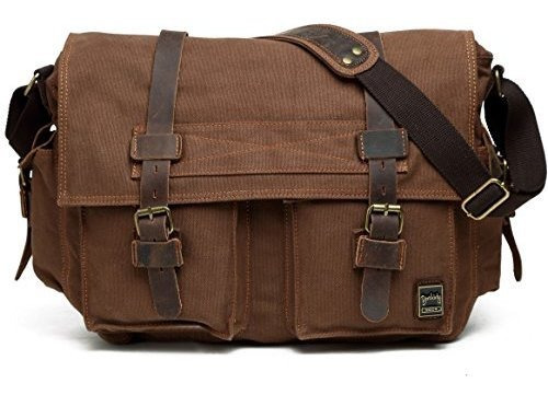 Bolso Mensajero De Lona Vintage Para Laptops De 13.3-17 